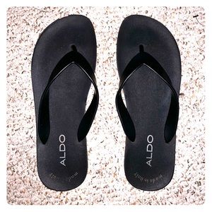 Black Aldo Flip Flops